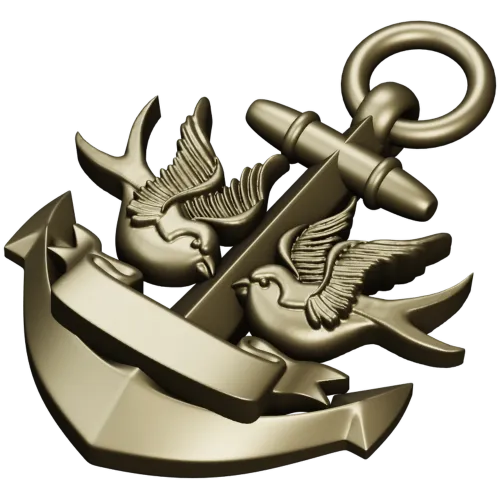 Anchor with Swallows - STL 3D model for CNC