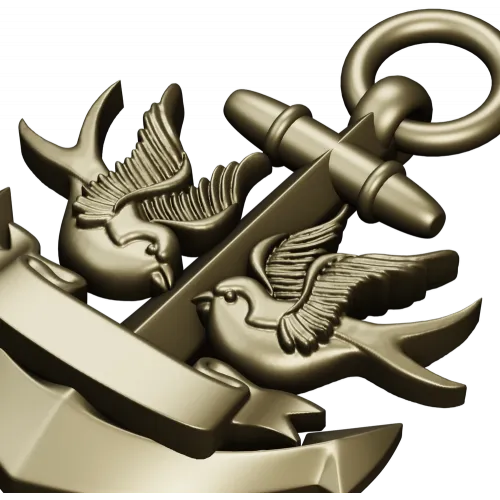 Anchor with Swallows - STL 3D model for CNC