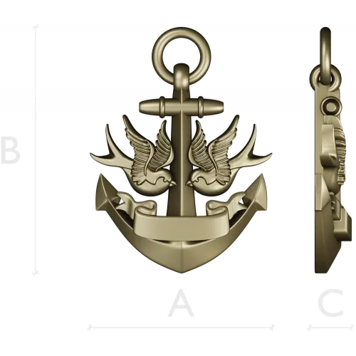 Anchor with Swallows - STL 3D model for CNC