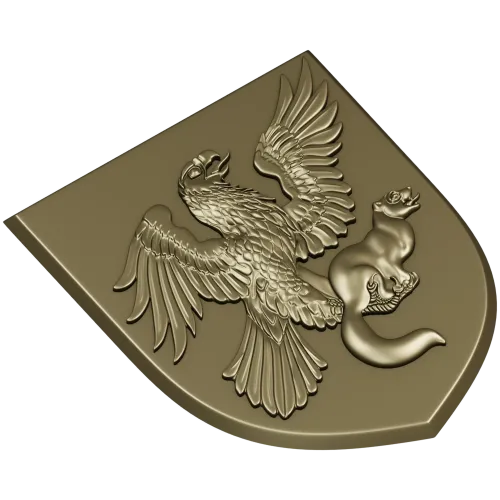 Heraldic Eagle and Marten Shield - high-relief STL 3D model for CNC