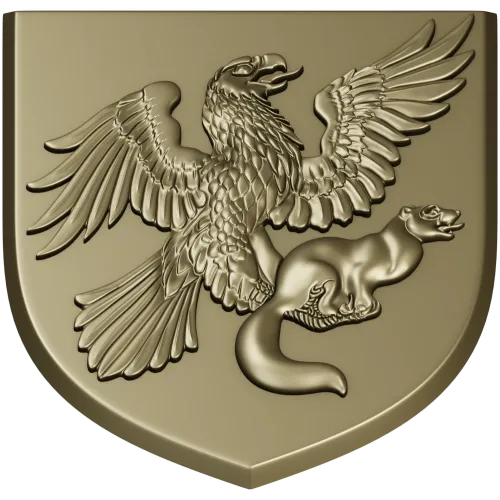 Heraldic Eagle and Marten Shield - high-relief STL 3D model for CNC