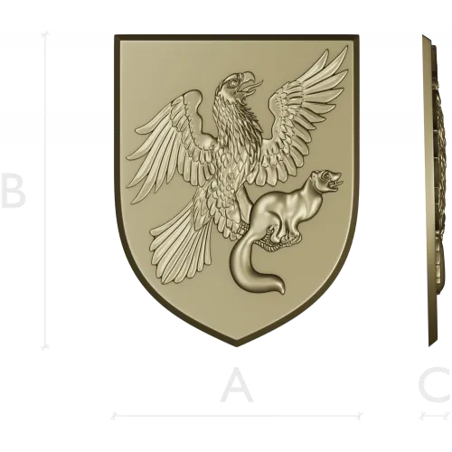Heraldic Eagle and Marten Shield - high-relief STL 3D model for CNC