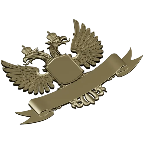 Двуглавый орёл с щитом и лентой - 3D модель STL для ЧПУ