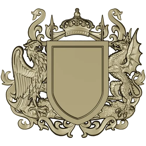 Heraldic Coat of Arms STL - Eagle & Dragon 3D Model for CNC