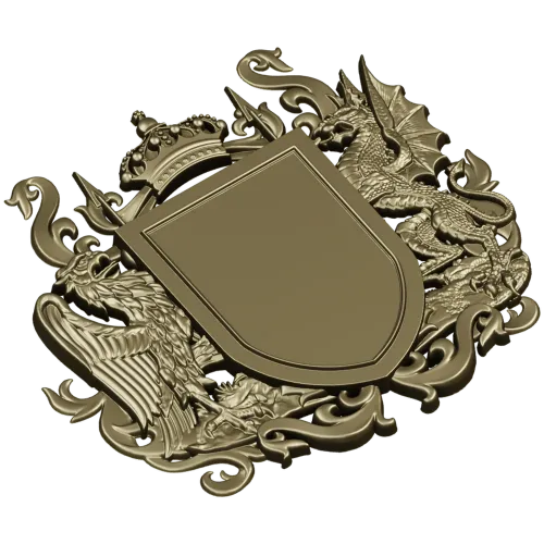 Heraldic Coat of Arms STL - Eagle & Dragon 3D Model for CNC