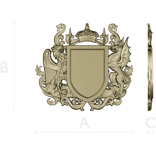 Heraldic Coat of Arms STL - Eagle & Dragon 3D Model for CNC