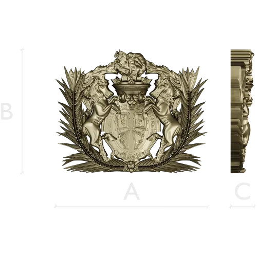 Heraldic Crest 3D STL for CNC - Ornate Coat of Arms