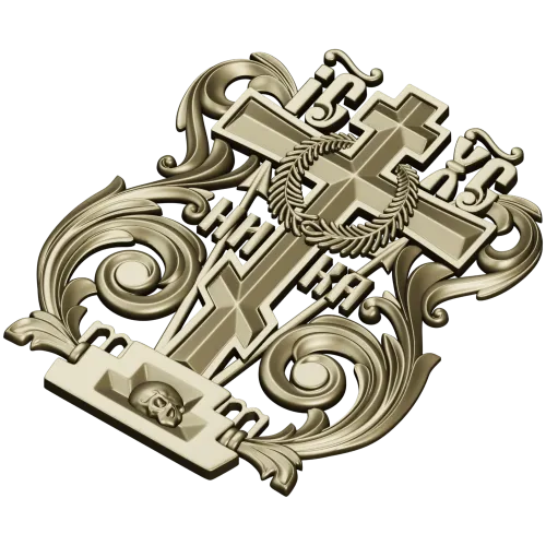 Golgotha Acanthus Cross - STL 3D Model for CNC