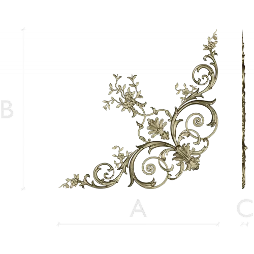 Rococo Floral Corner STL for CNC Carving