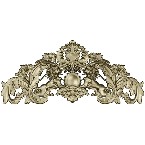 Baroque Twin-Lion Cartouche - STL model for CNC