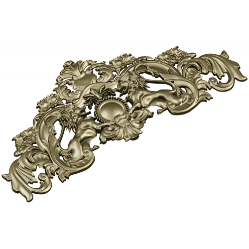 Baroque Twin-Lion Cartouche - STL model for CNC