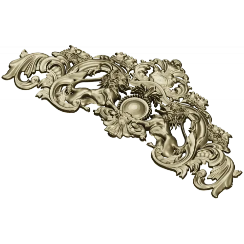 Baroque Twin-Lion Cartouche - STL model for CNC