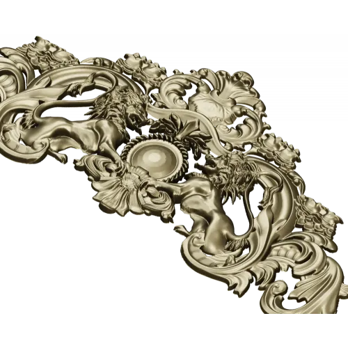 Baroque Twin-Lion Cartouche - STL model for CNC