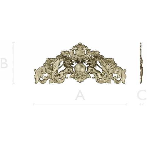 Baroque Twin-Lion Cartouche - STL model for CNC