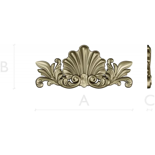 Shell & Acanthus Central Ornament - 3D STL for CNC