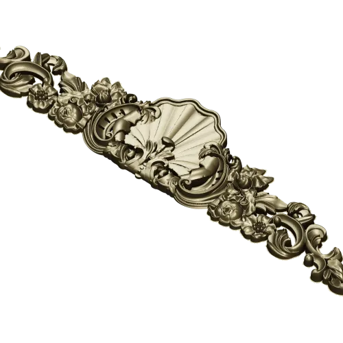 Резная накладка "Ракушечный картуш Рококо" - STL 3D модель для ЧПУ
