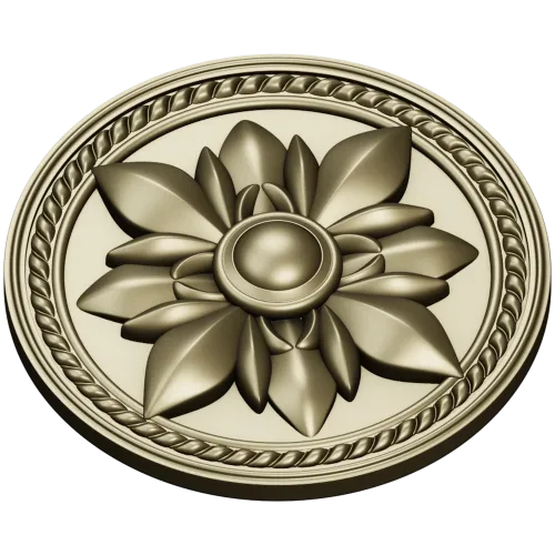 Regal Fleur Rosette - decorative round rosette STL for CNC milling