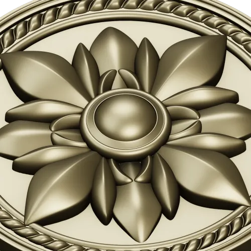 Regal Fleur Rosette - decorative round rosette STL for CNC milling