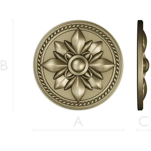 Regal Fleur Rosette - decorative round rosette STL for CNC milling