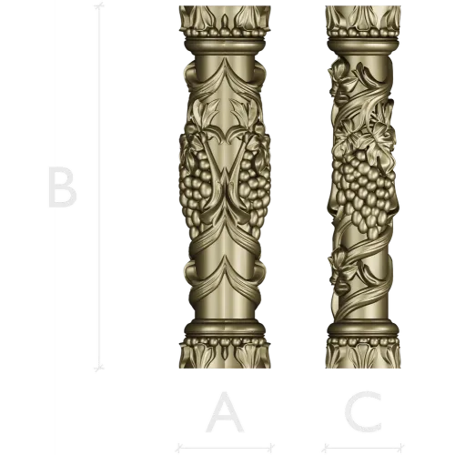 Grapevine Carved Baluster - STL 3D Model for CNC