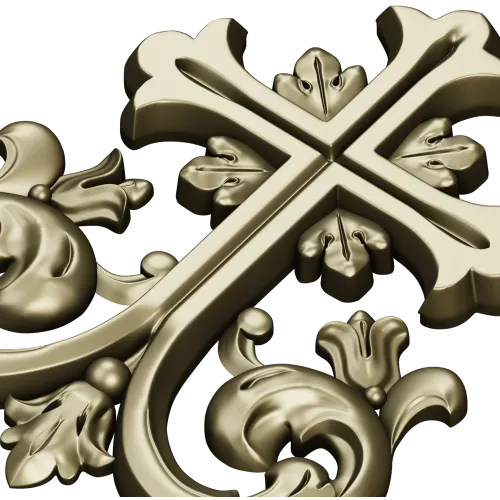 Декоративная 3D модель креста с акантом - STL для ЧПУ