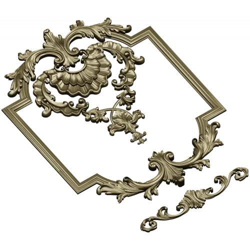 Baroque Shell Cartouche STL 3D model for CNC milling