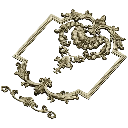 Baroque Shell Cartouche STL 3D model for CNC milling