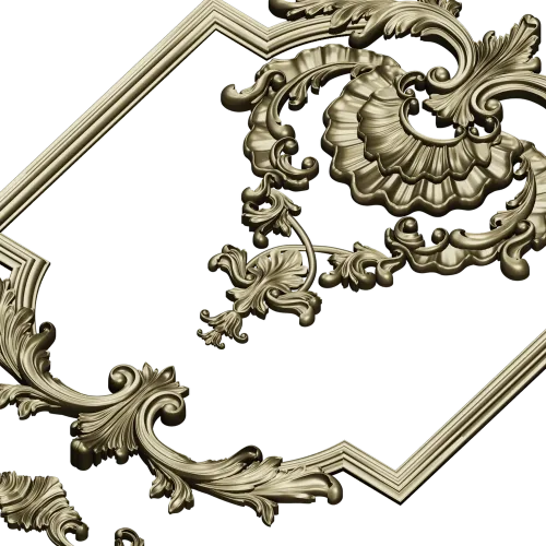 Baroque Shell Cartouche STL 3D model for CNC milling