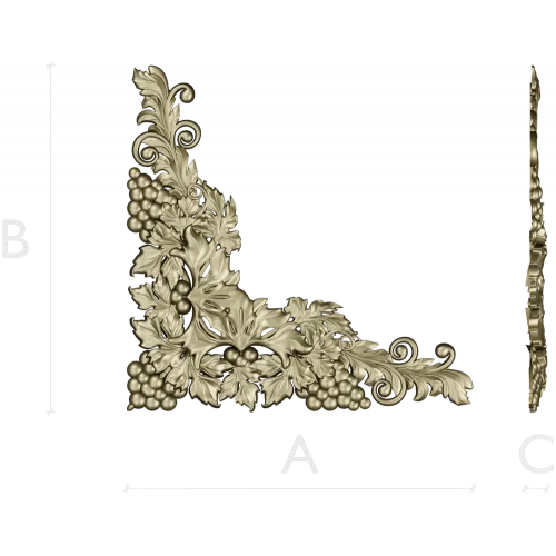 Rococo Grapevine Corner STL - 3D Model for CNC Milling