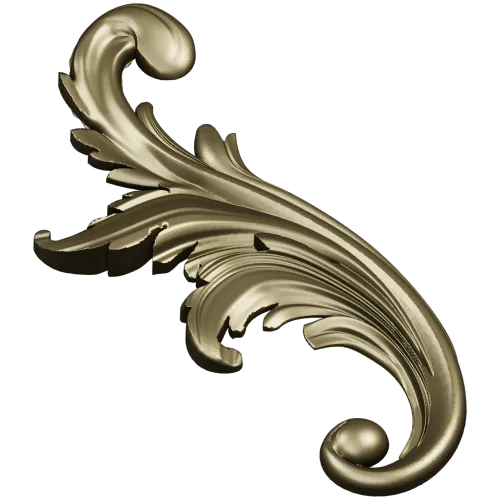 Acanthus Scroll STL - High-Relief Decorative Applique for CNC