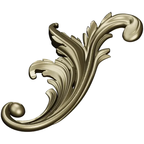 Acanthus Scroll STL - High-Relief Decorative Applique for CNC