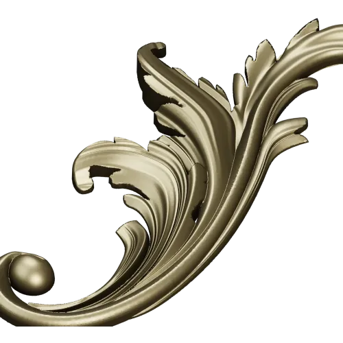 Acanthus Scroll STL - High-Relief Decorative Applique for CNC