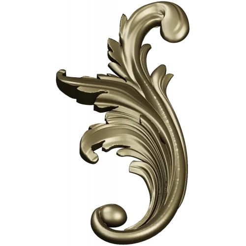 Acanthus Scroll STL - High-Relief Decorative Applique for CNC