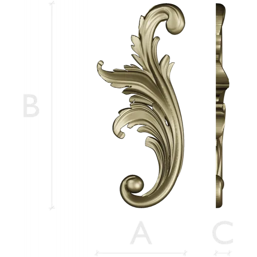 Acanthus Scroll STL - High-Relief Decorative Applique for CNC