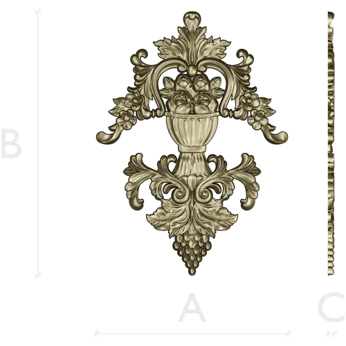 Baroque Vase Relief - STL 3D model for CNC decorative carving