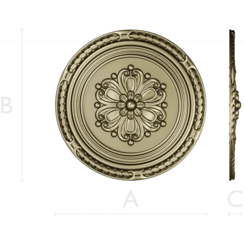 Round Floral Rosette STL - Decorative CNC Medallion