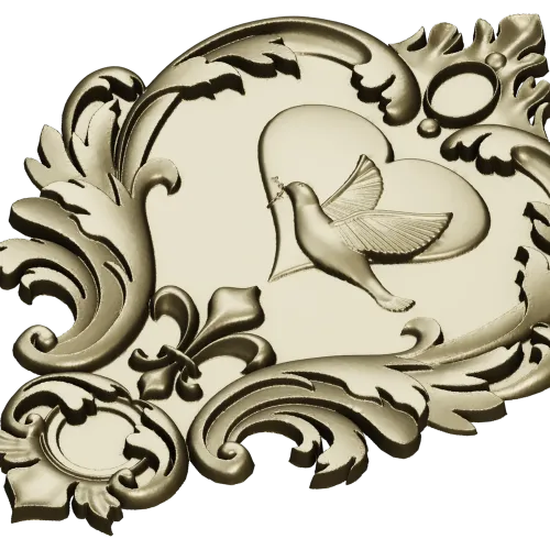 Картуш "Сердечный голубь" - 3D модель STL для ЧПУ