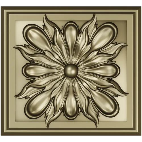 Square Floral Rosette STL for CNC