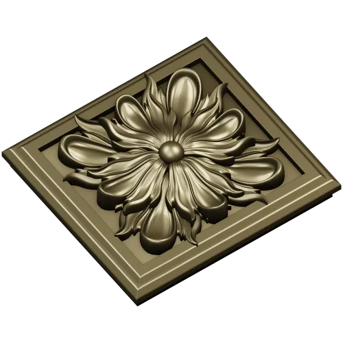 Square Floral Rosette STL for CNC