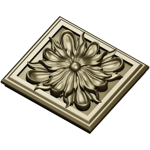 Square Floral Rosette STL for CNC
