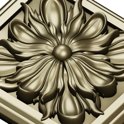 Square Floral Rosette STL for CNC