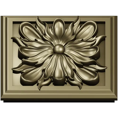 Square Floral Rosette STL for CNC
