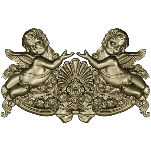 Baroque Cherub Cartouche STL for CNC carving