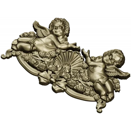 Baroque Cherub Cartouche STL for CNC carving