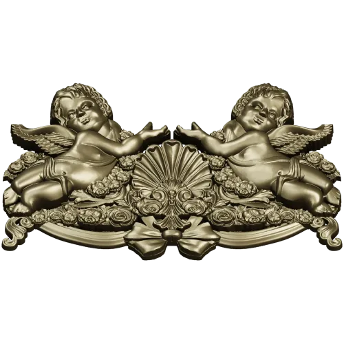 Baroque Cherub Cartouche STL for CNC carving