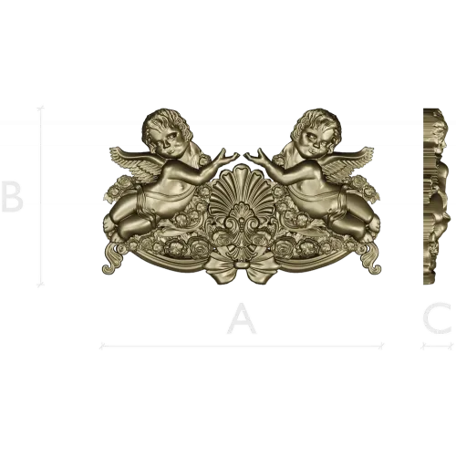 Baroque Cherub Cartouche STL for CNC carving