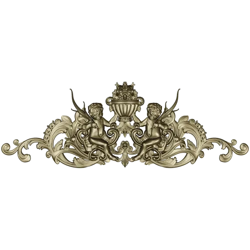 Cherubic Acanthus Cartouche STL for CNC