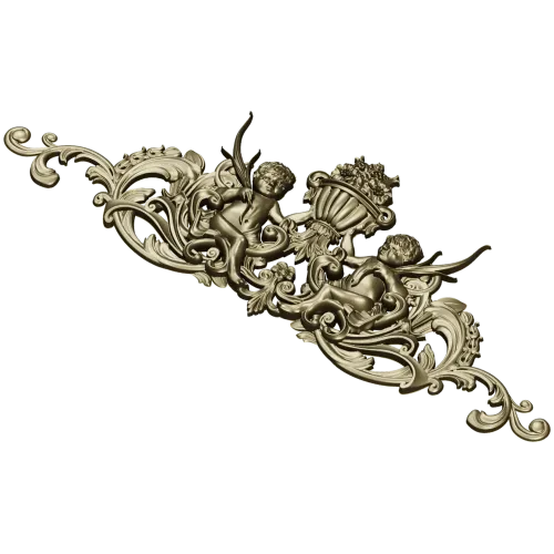 Cherubic Acanthus Cartouche STL for CNC