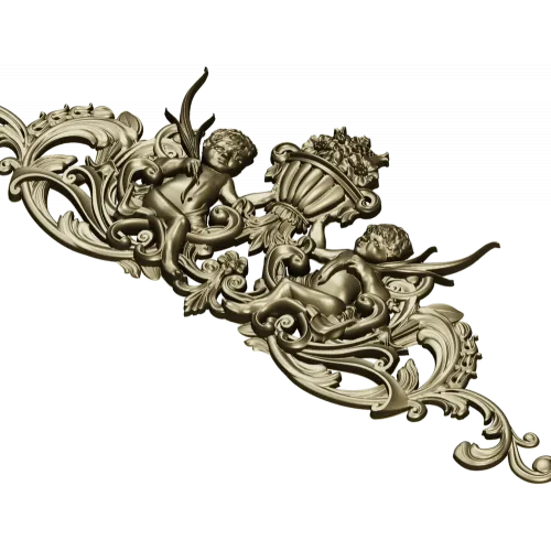 Cherubic Acanthus Cartouche STL for CNC