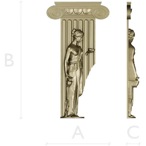 Ionic Caryatid Pilaster STL for CNC Carving
